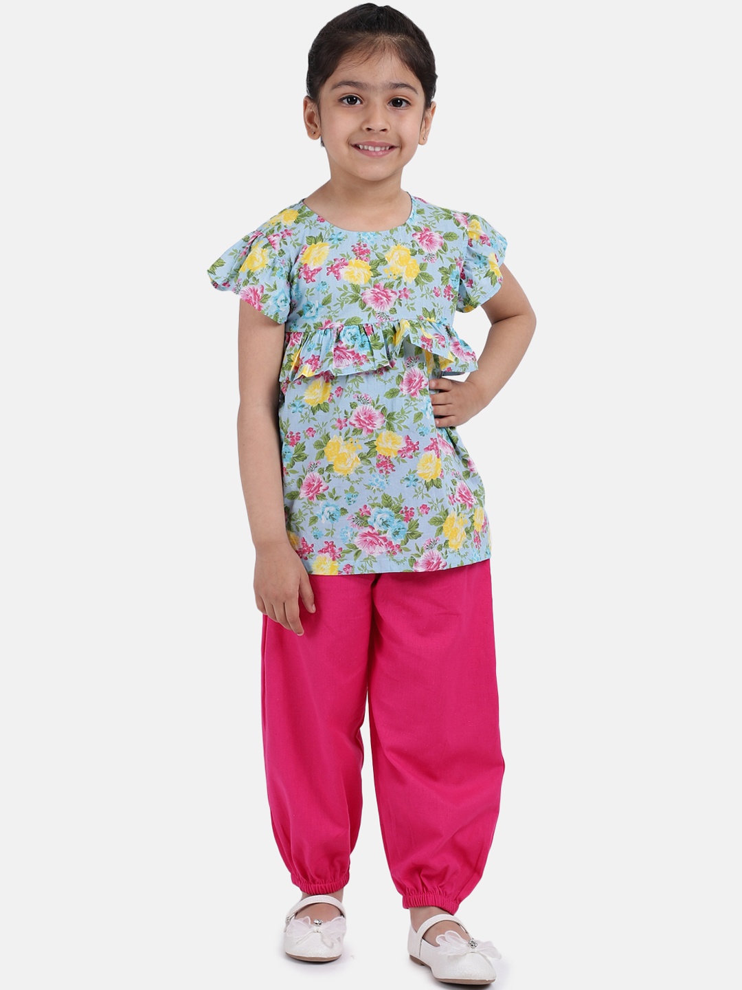 

BownBee Girls Pink & Blue Solid Top