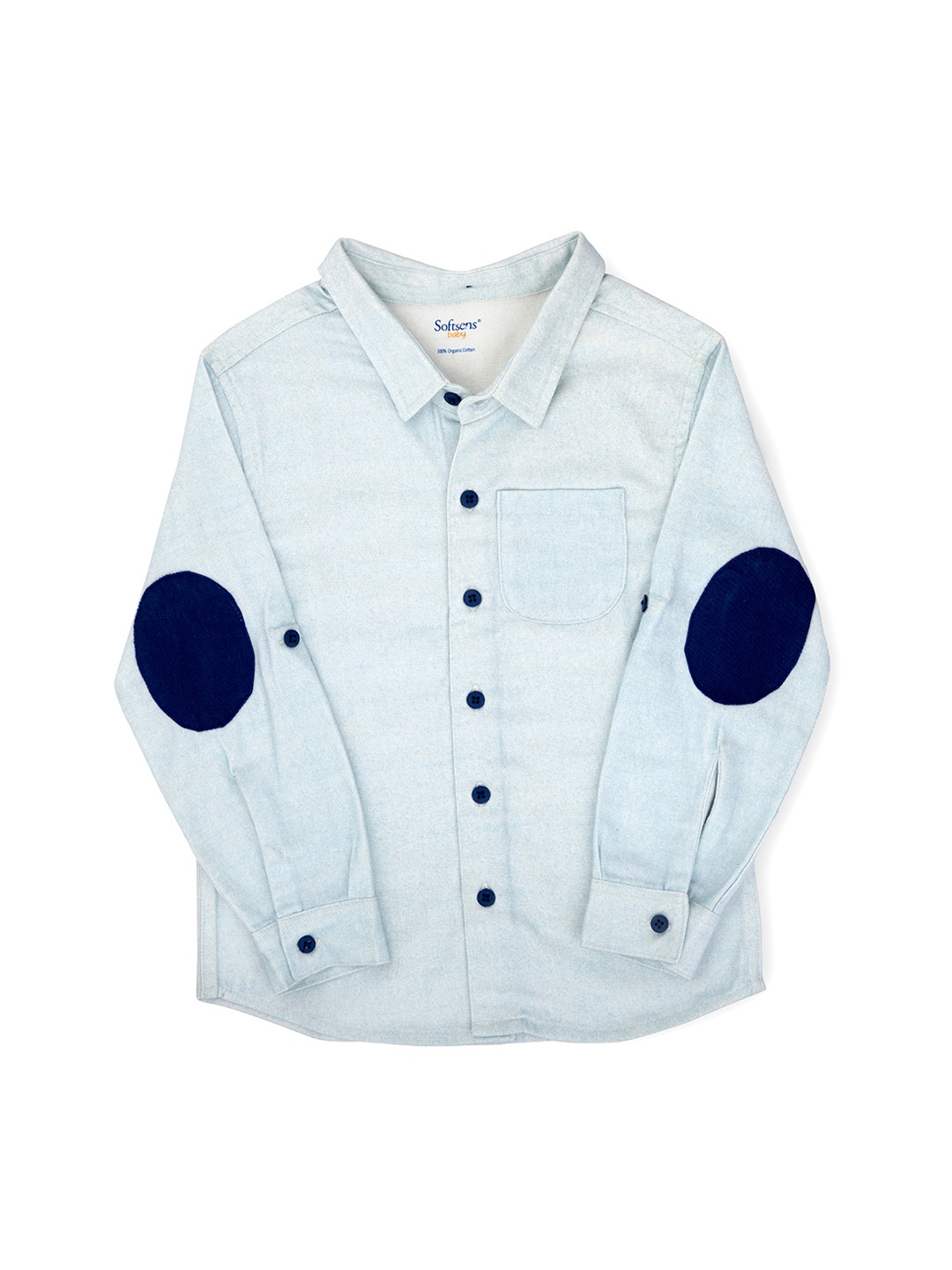 

Softsens Boys Blue Regular Fit Organic Cotton Colourblocked Casual Shirt