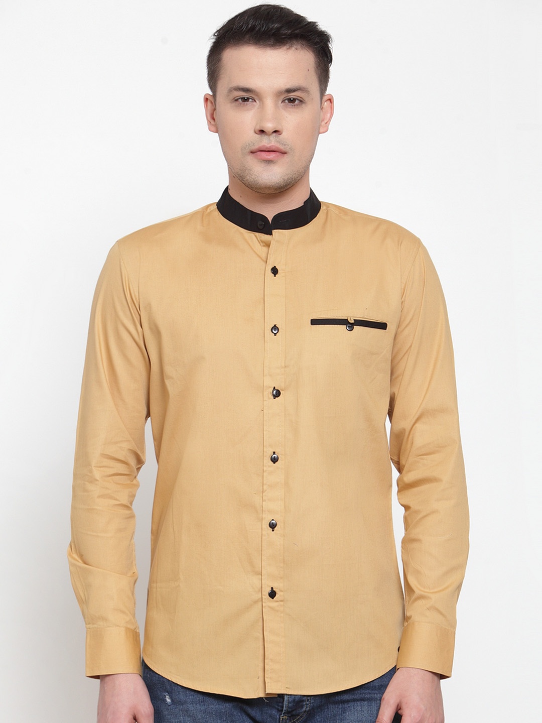 

Purple State Men Mustard Yellow Slim Fit Solid Casual Shirt
