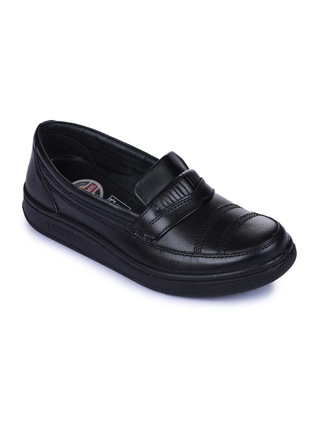 

Liberty Men Black Solid Leather Formal Slip-Ons