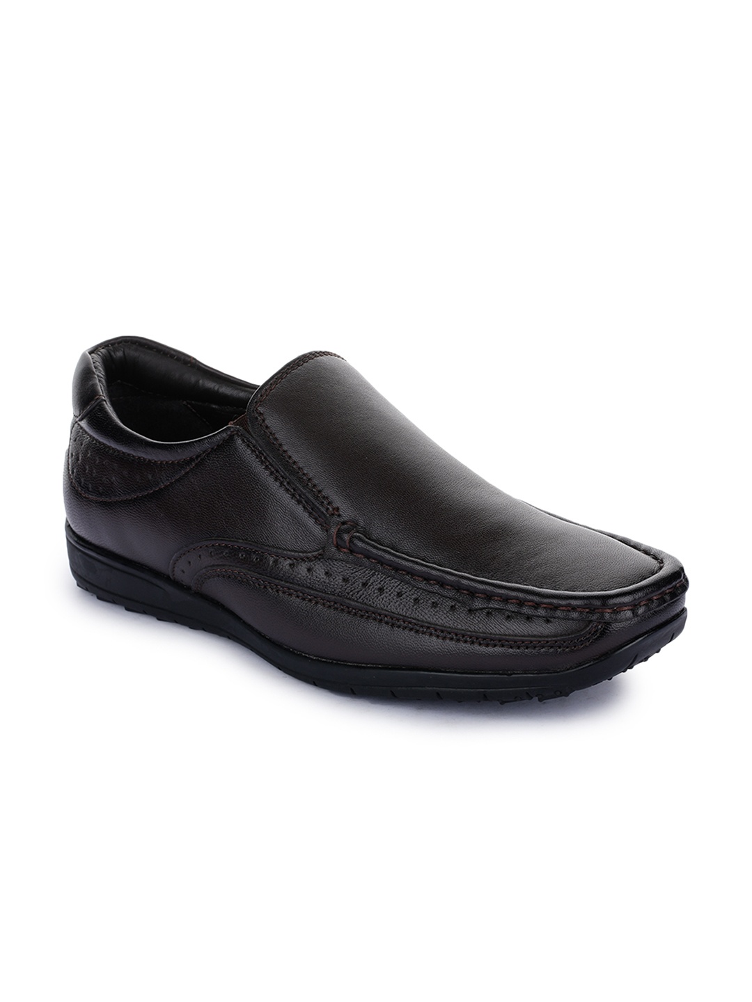 

Liberty Men Coffee Brown Solid Leather Formal Slip-On Shoes