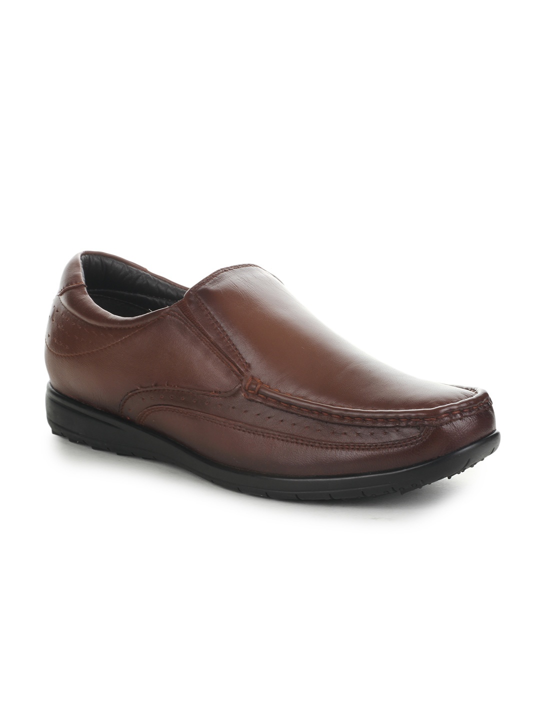 

Liberty Men Brown Solid Leather Formal Slip-On Shoes