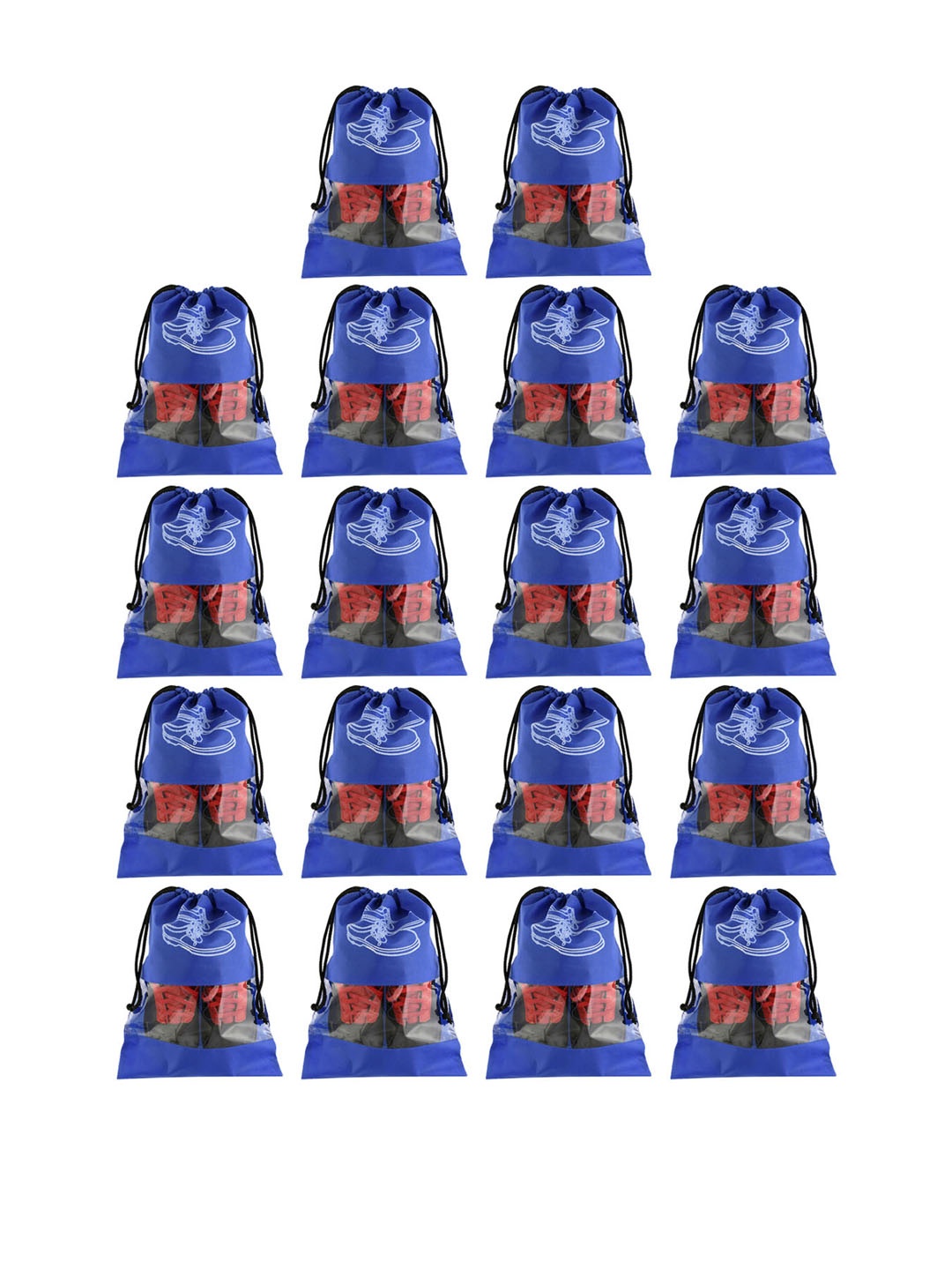 

Kuber Industries Unisex Blue Printed Non-Woven 18 Pieces Travel Shoe Organisers