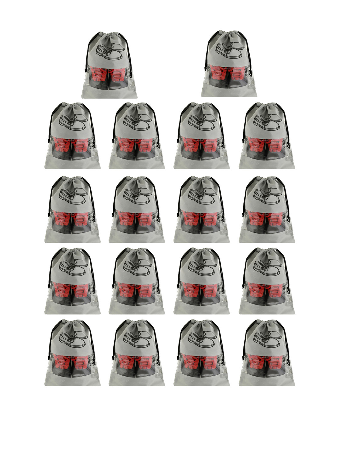 

Kuber Industries Unisex Grey & Black Printed Non-Woven 18 Pieces Travel Shoe Organisers