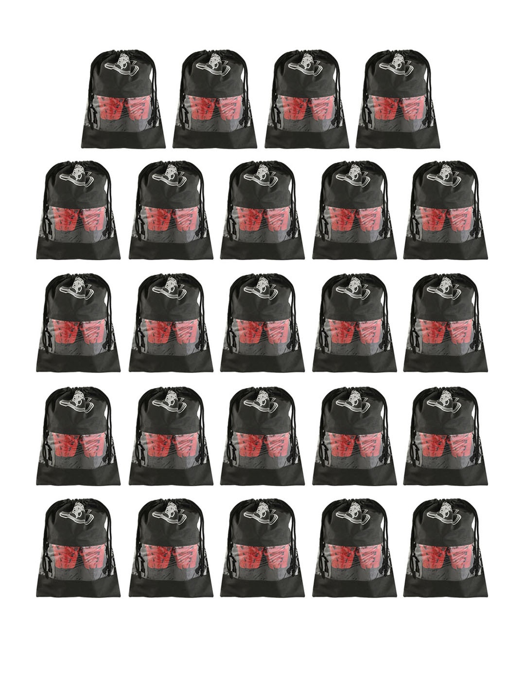 

Kuber Industries Set Of 24 Black & White Solid Non Woven Travel Shoe Organizer