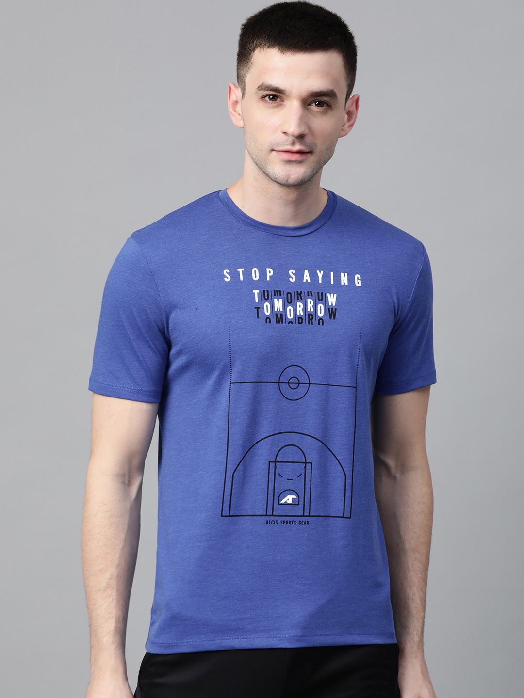 

Alcis Men Blue & Black Printed Round Neck T-shirt