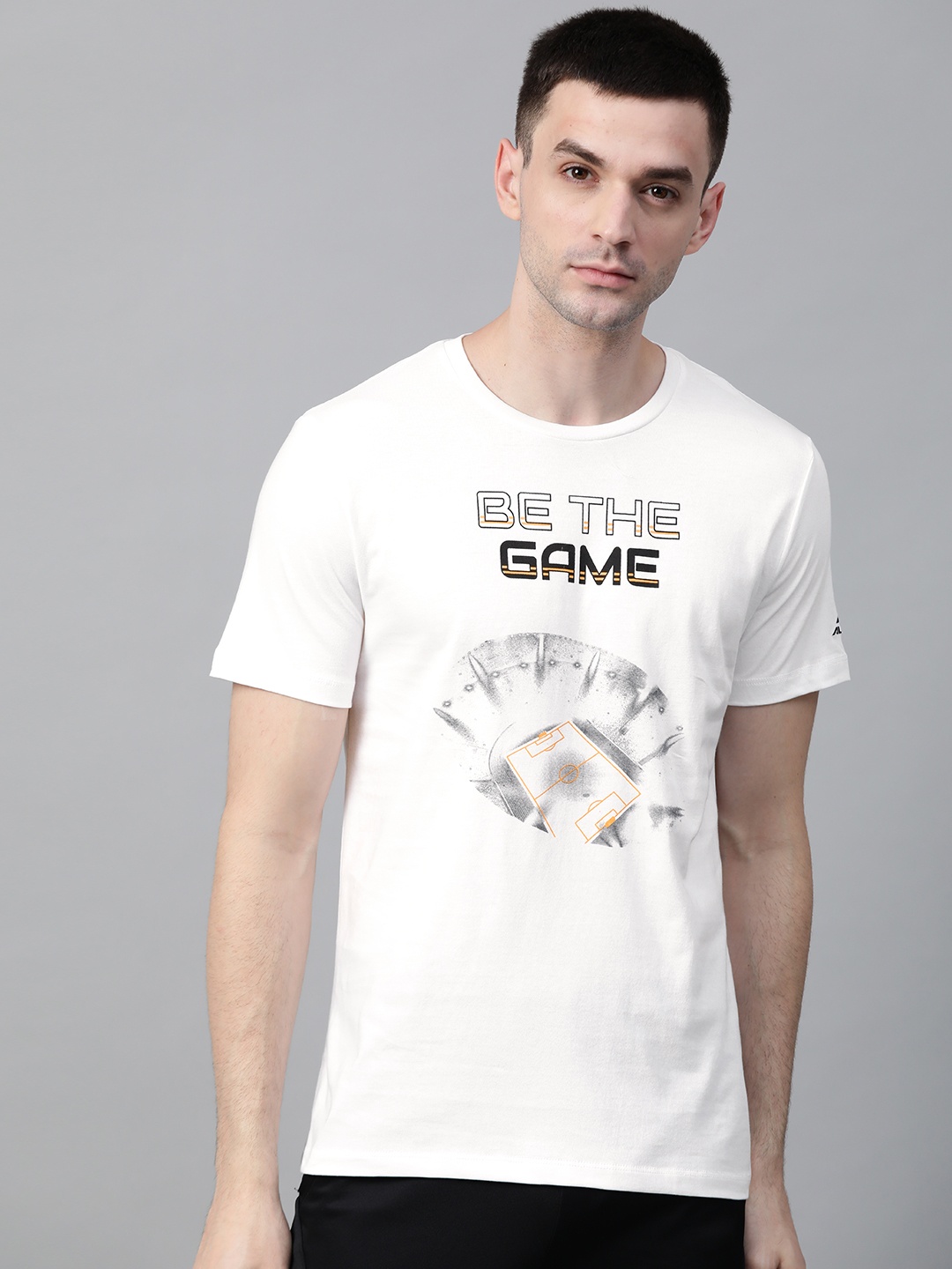 

Alcis Men White & Black Printed Round Neck T-shirt