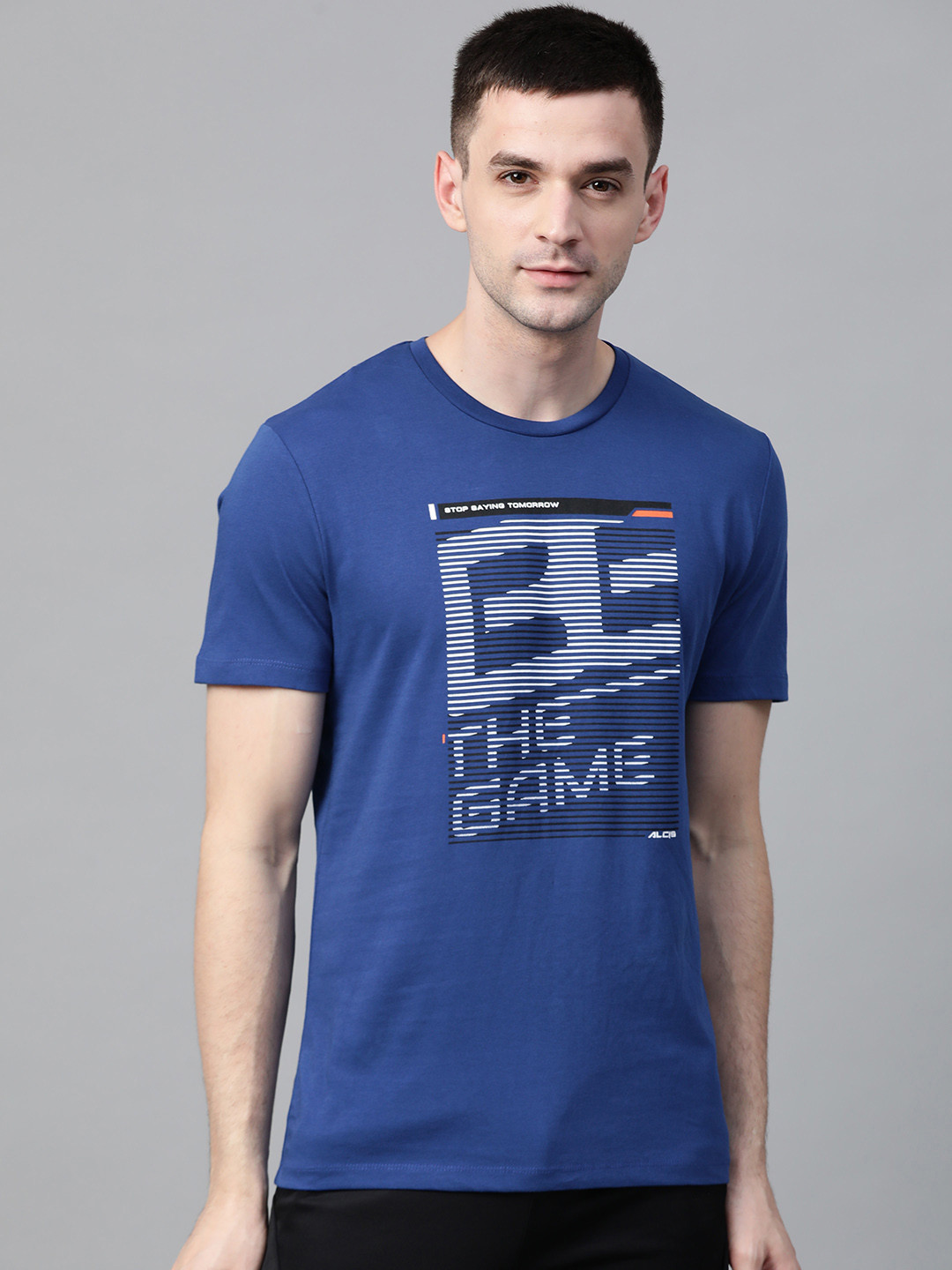 

Alcis Men Blue & White Printed Round Neck T-shirt