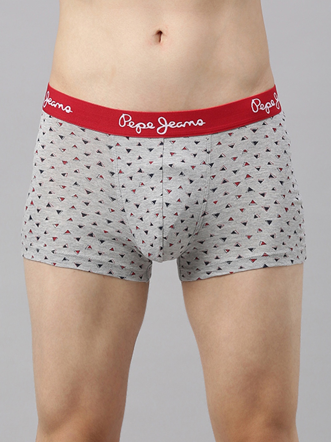 

Pepe Jeans Men Grey Melange & Red Printed Trunks 8904311313229