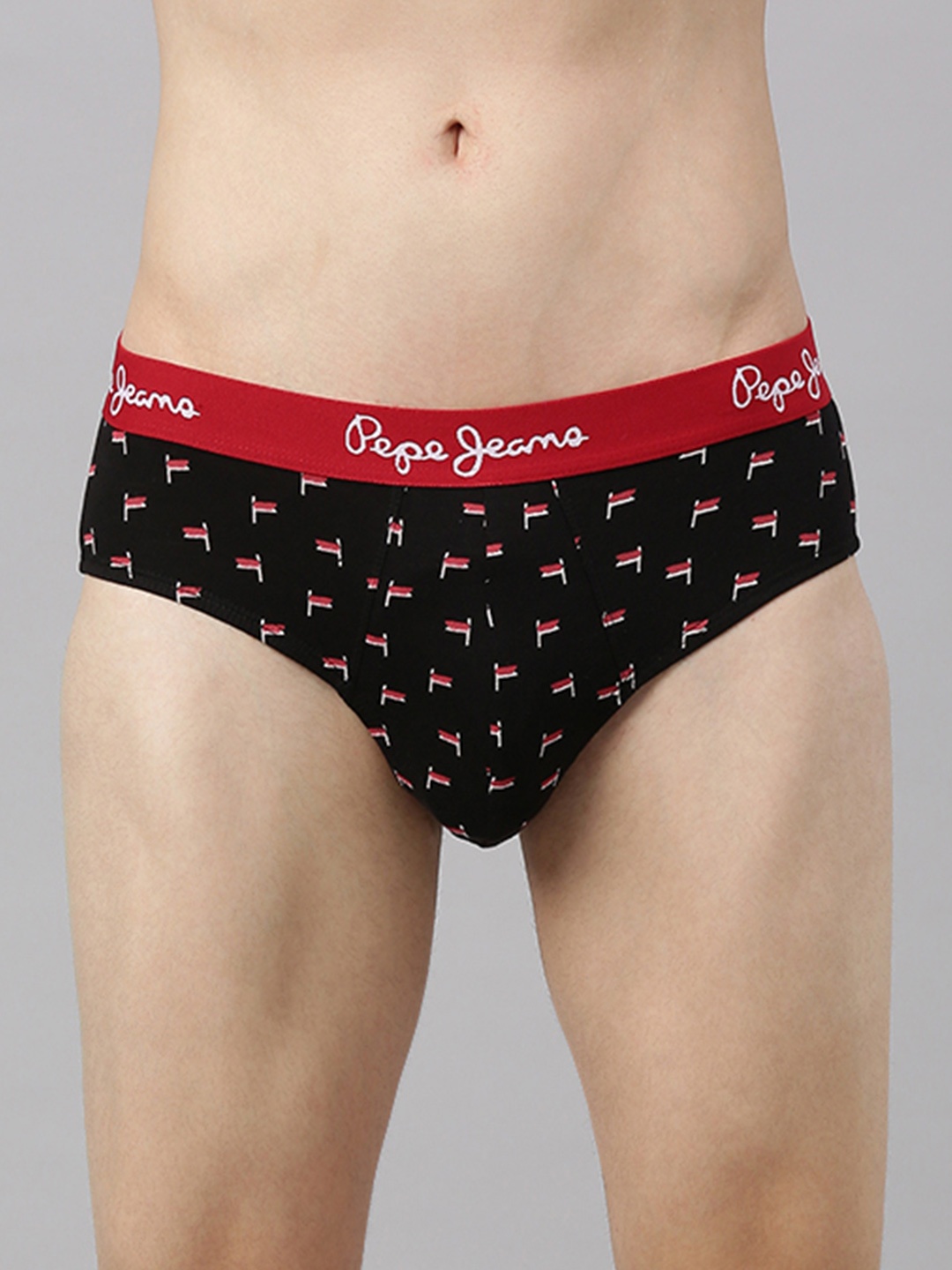 

Pepe Jeans Men Black & Red Conversational Printed Basic Briefs 8904311313144