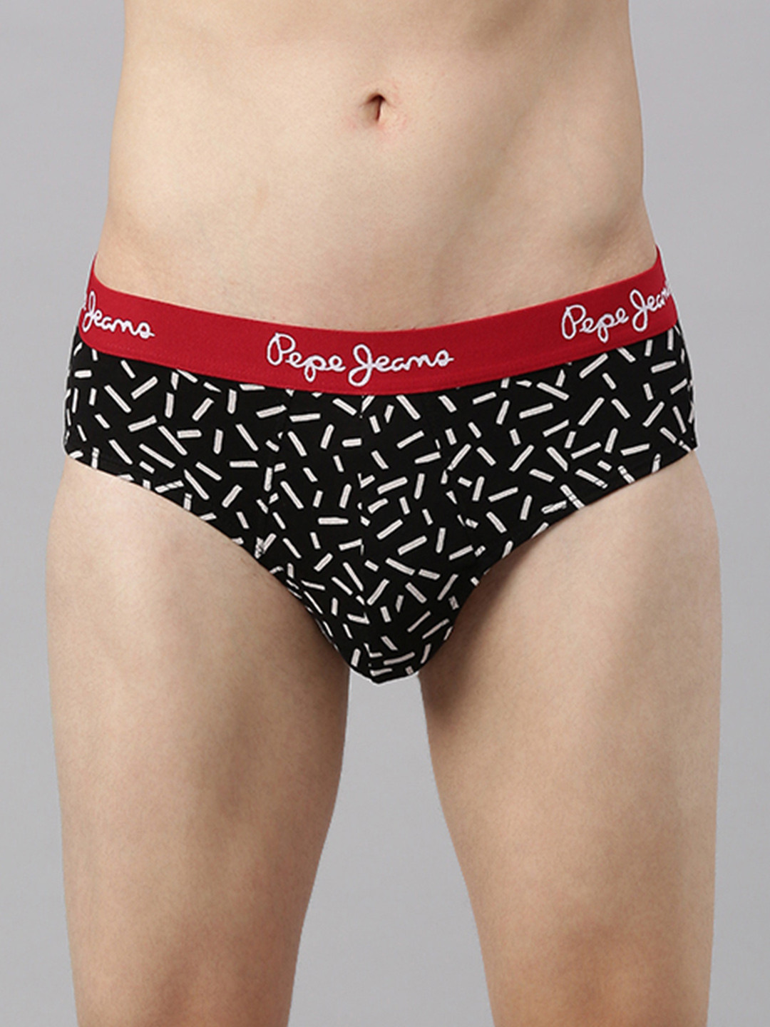 

Pepe Jeans Men Black & White Printed Basic Briefs 8904311313212