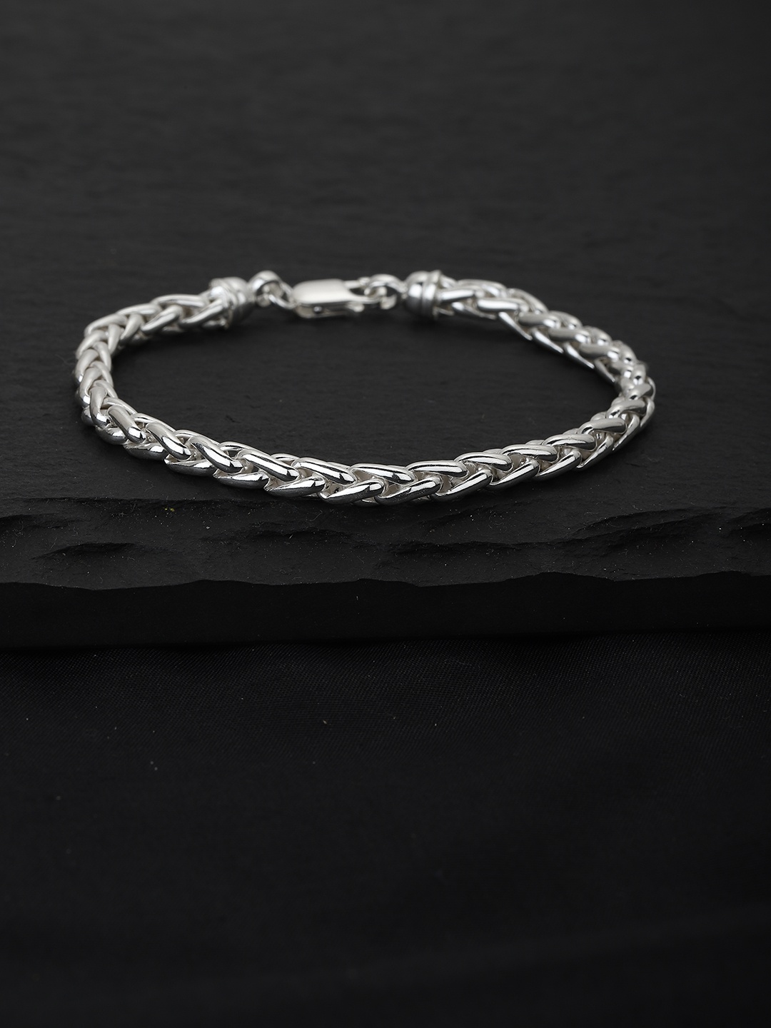 

Carlton London Men Silver-Toned Rhodium-Plated Link Bracelet