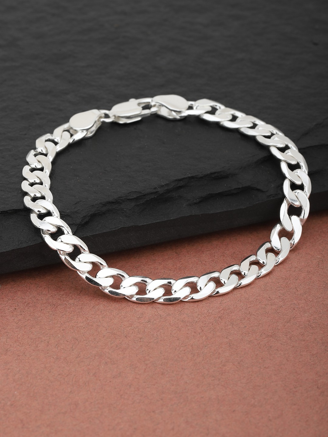 

Carlton London Men Silver-Toned Rhodium-Plated Link Bracelet