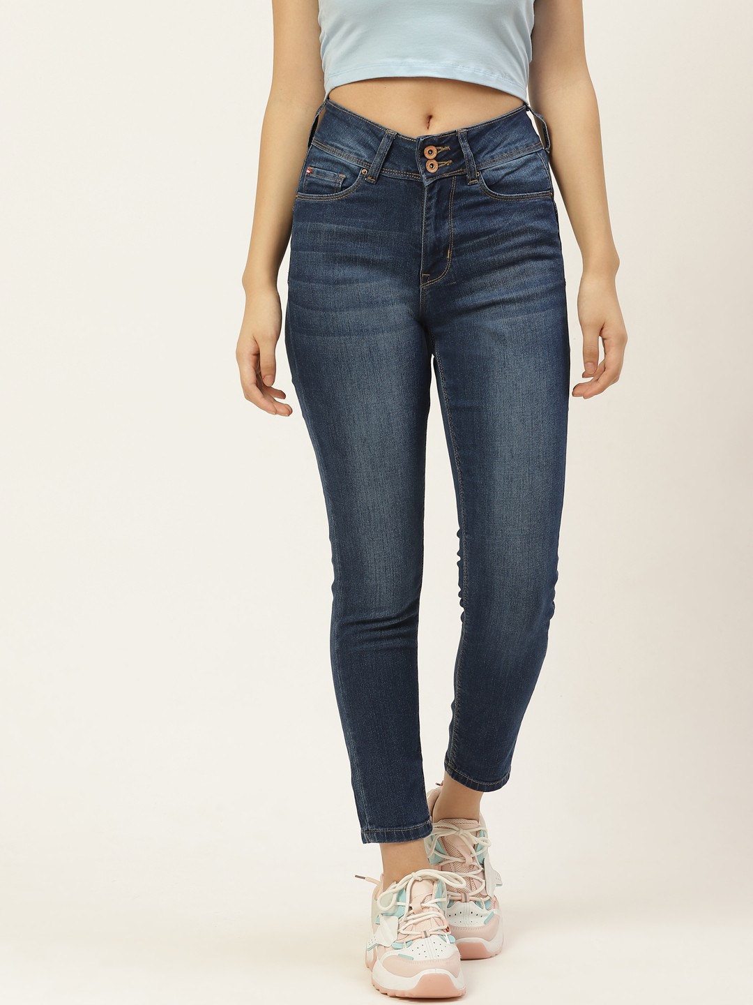 

Lee Cooper Women Navy Blue Super Skinny Fit High-Rise Light Fade Stretchable Jeans
