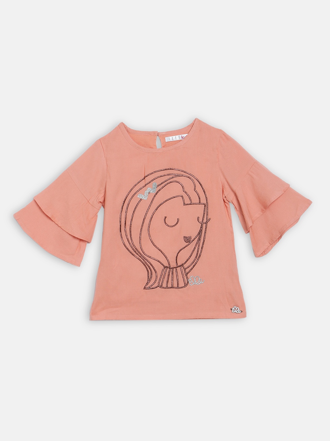 

ELLE Girls Peach-Coloured Printed Top