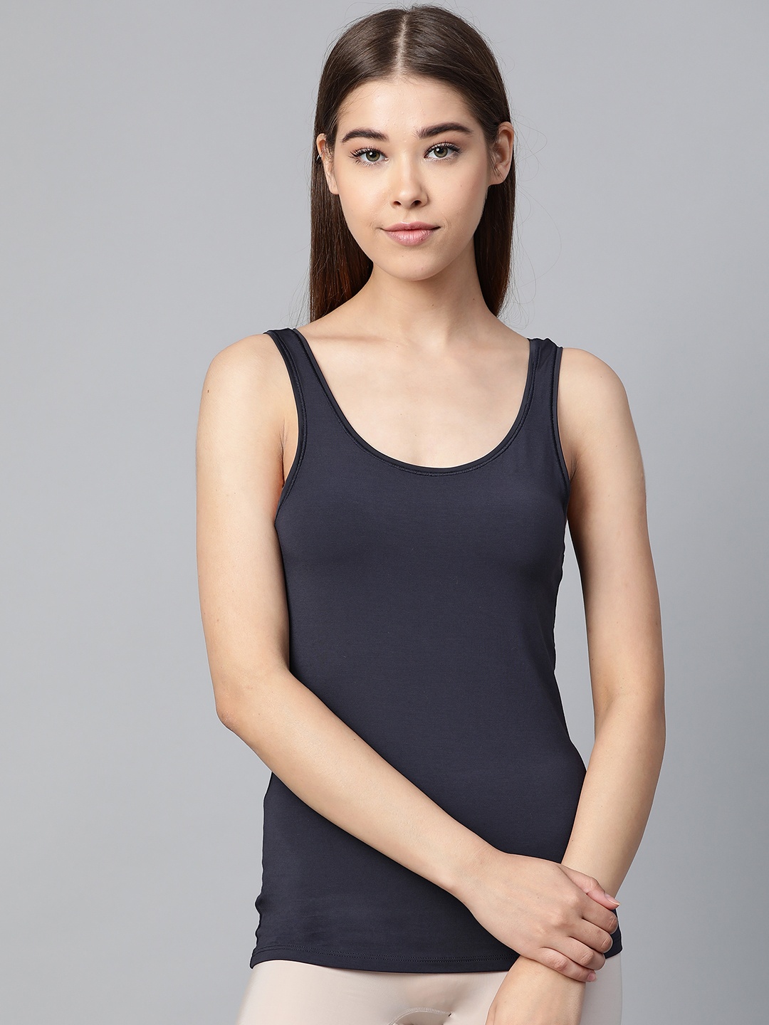 

Marks & Spencer Women Navy Solid Lightweight Tank Top, Navy blue