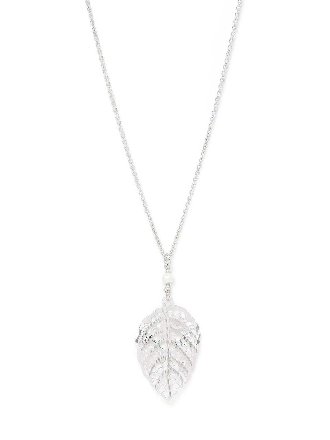 

Carlton London 925 Sterling Silver- Rhodium-Plated Leaf-Shaped Necklace
