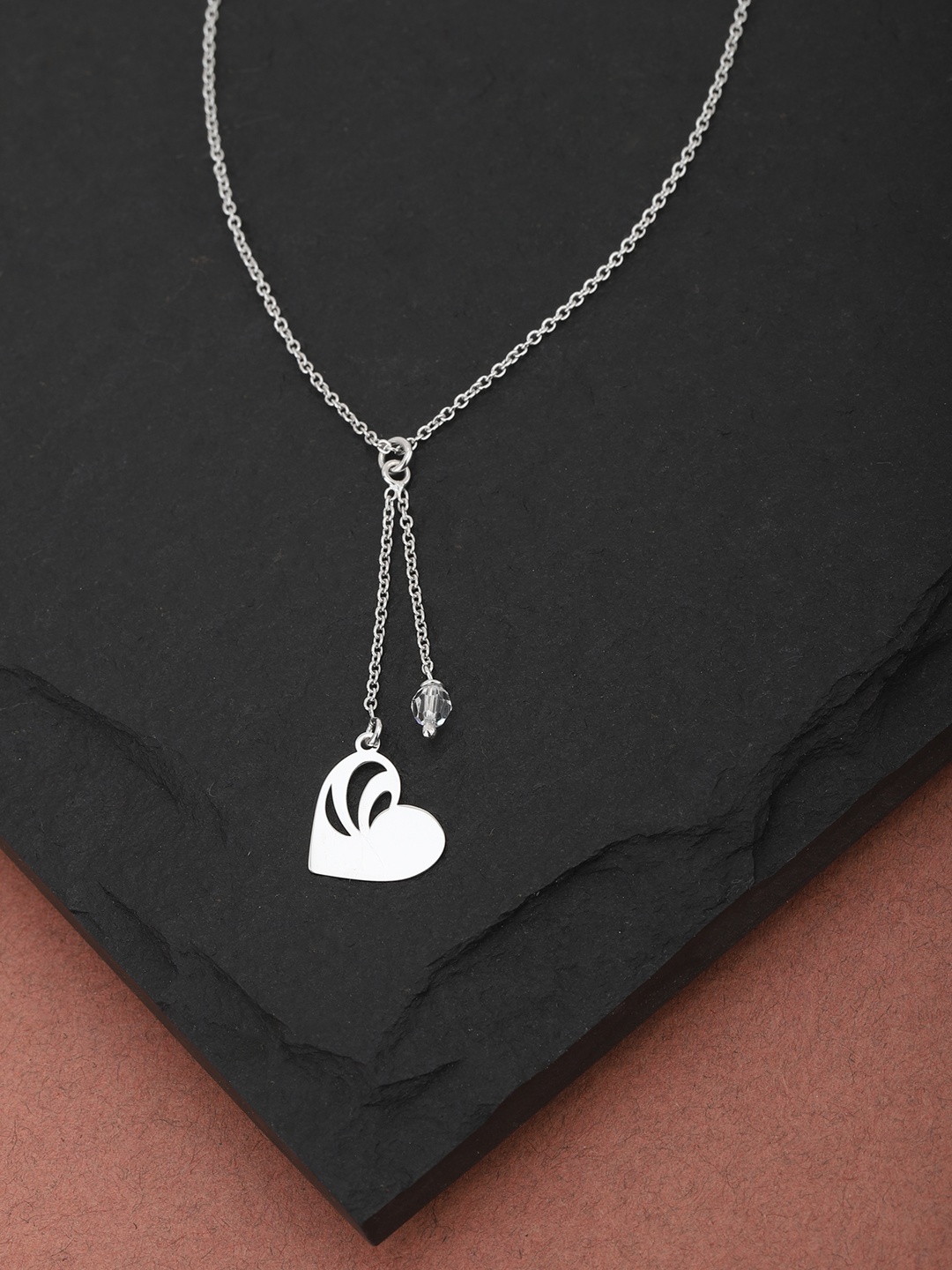 

Carlton London 925 Sterling Silver- Rhodium-Plated Heart-Shaped Necklace
