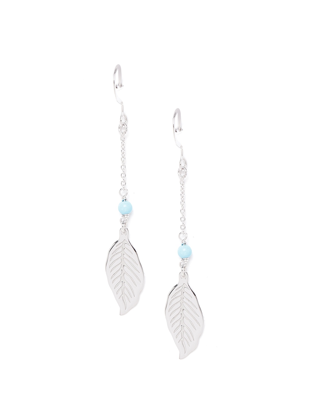 

Carlton London 925 Sterling Silver-Blue Rhodium-Plated Leaf Shaped Drop Earrings