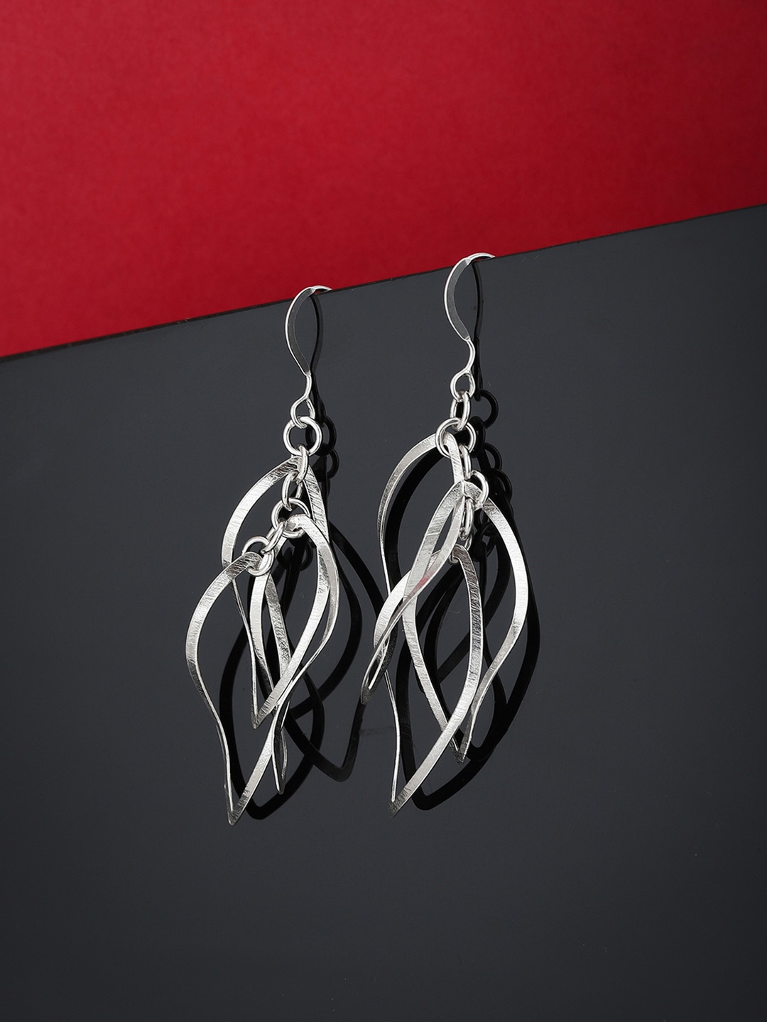 

Carlton London 925 Sterling Silver- Rhodium-Plated Contemporary Drop Earrings