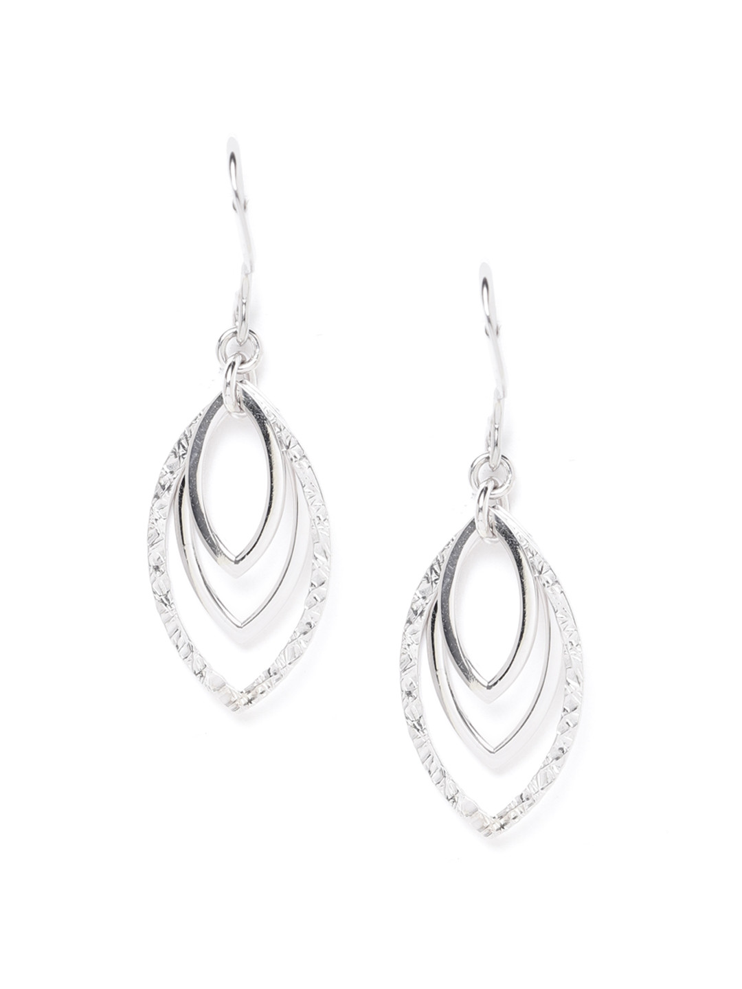 

Carlton London 925 Sterling Silver- Rhodium-Plated Oval Drop Earrings