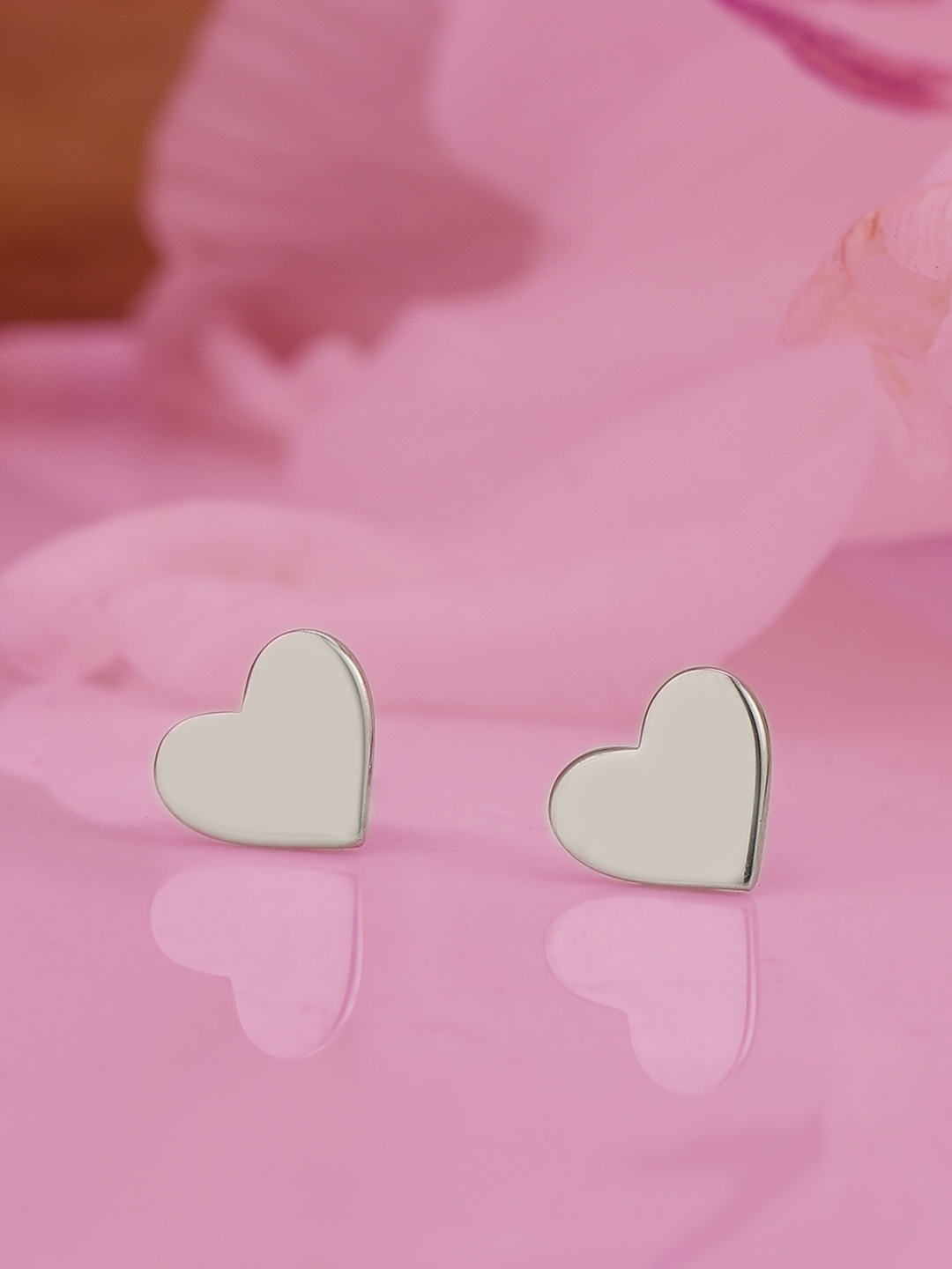 

Carlton London 925 Sterling Silver- Rhodium-Plated Heart Shaped Studs