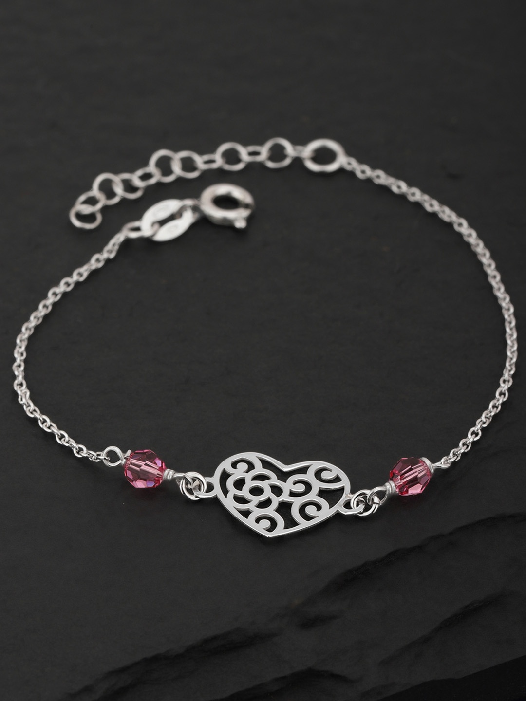 

Carlton London 925 Sterling Silver-White Rhodium-Plated Circular Beaded Bracelet