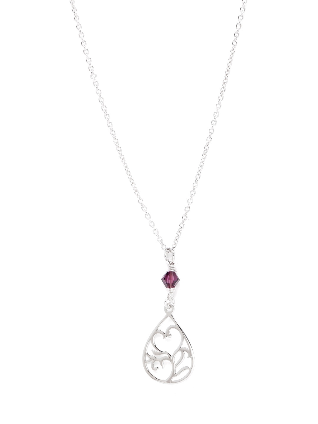 

Carlton London 925 Sterling Silver- Rhodium-Plated Teardrop-Shaped Necklace