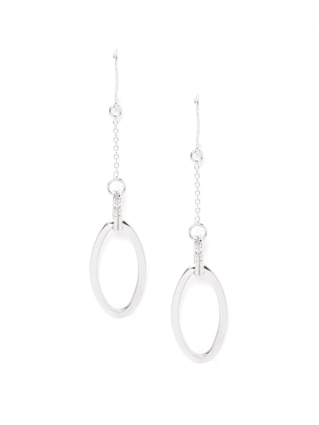 

Carlton London 925 Sterling Silver- Rhodium-Plated Oval Drop Earrings