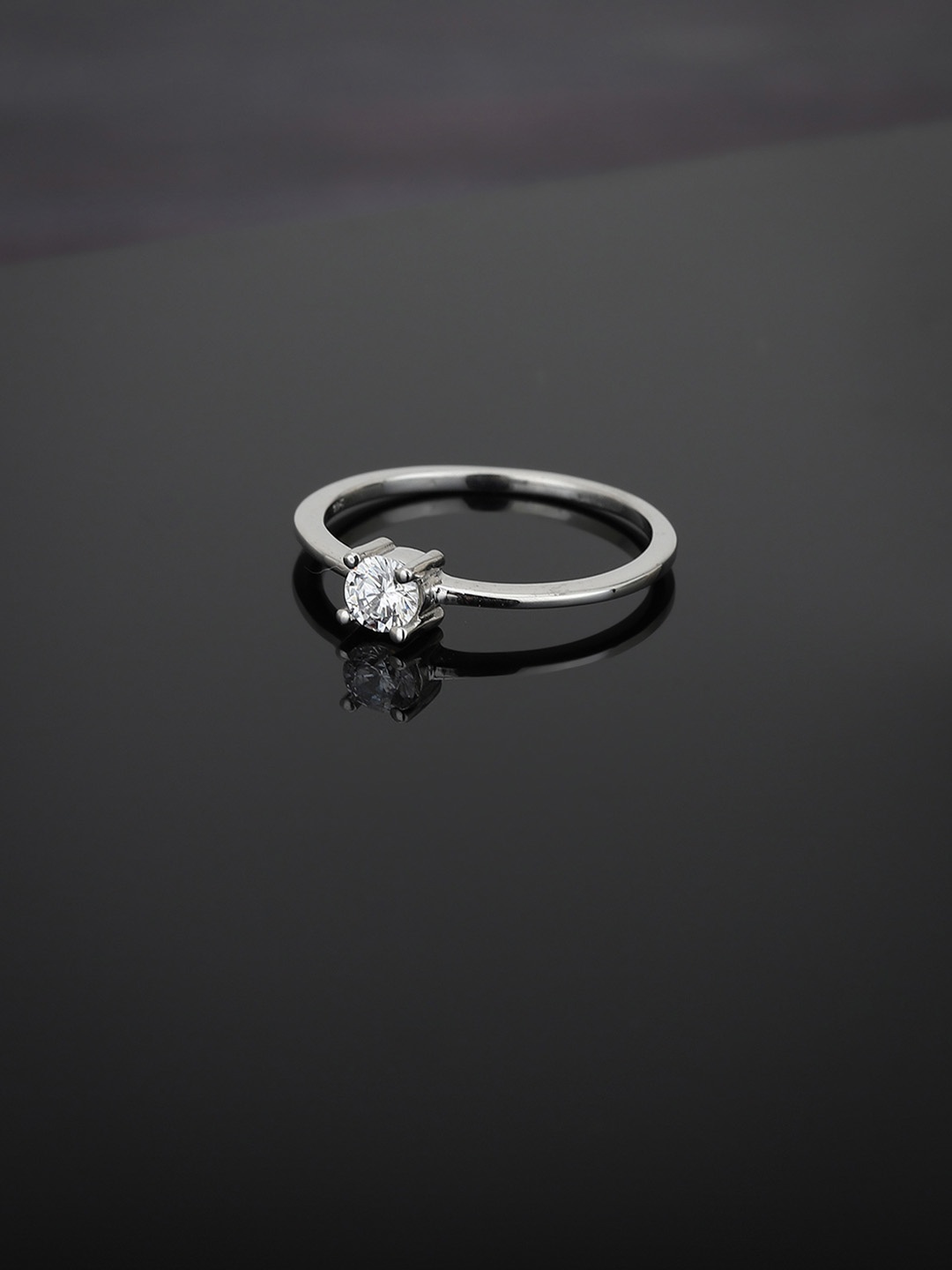

Carlton London 925 Sterling Silver-Women Rhodium-Plated CZ Stone Studded Finger Ring