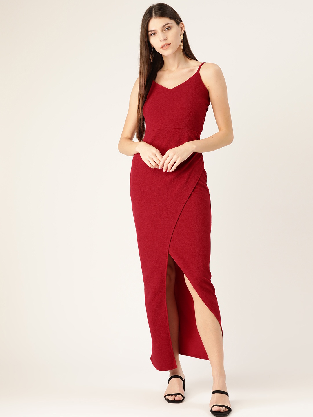 

Trend Arrest Maroon Textured Maxi Dress