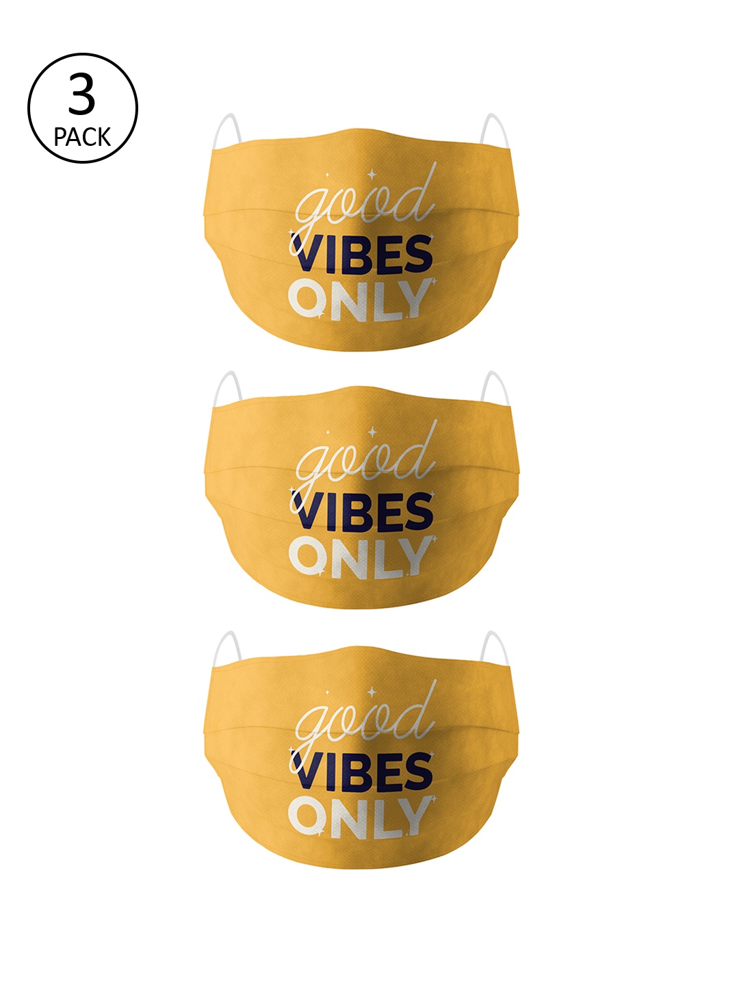 

Bigsmall Unisex Yellow Printed Pack of 3 Reusable 6-Ply Outdoor Masks