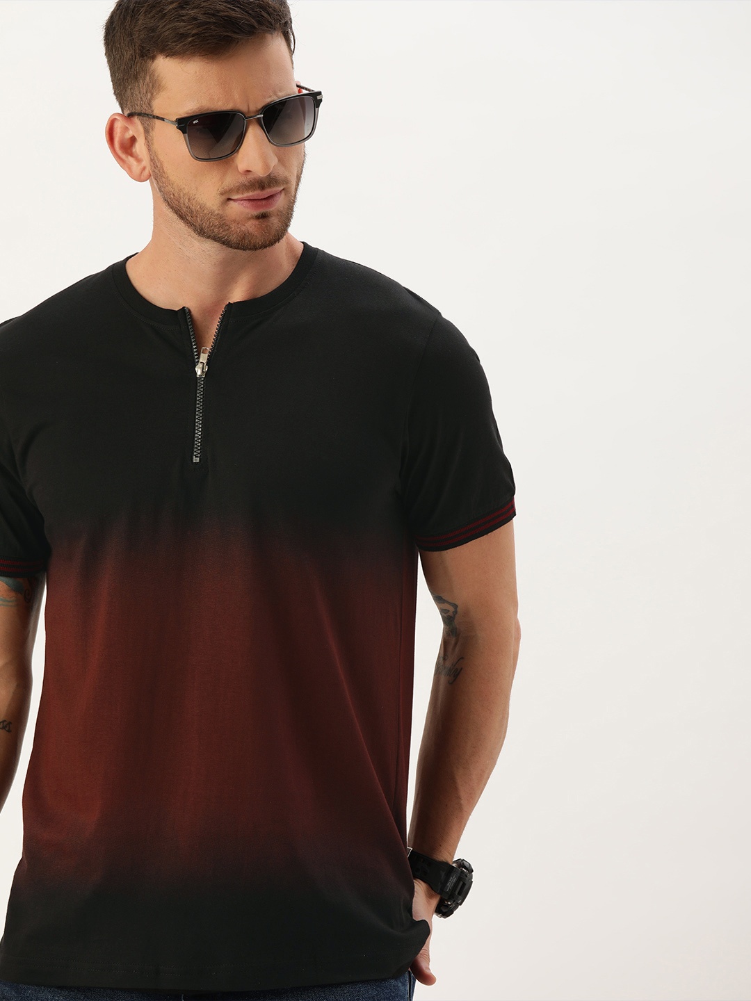 

Moda Rapido Men Black Dyed Round Neck T-shirt