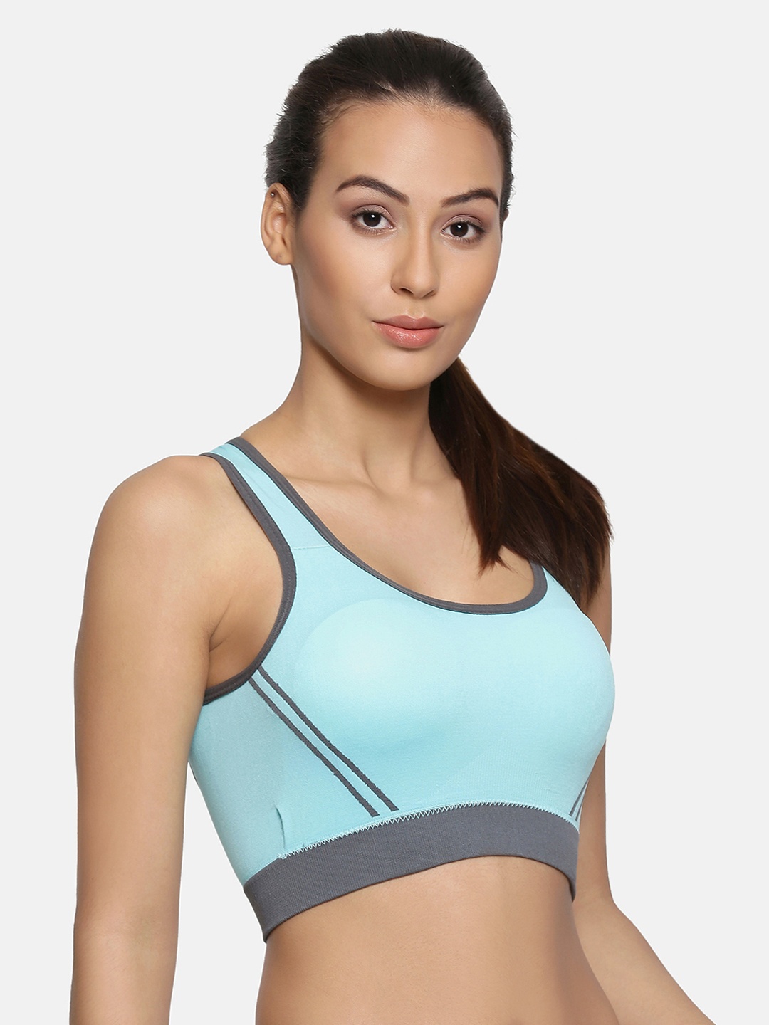 

PRETTYBOLD Blue Solid Non-Wired Lightly Padded Sports Bra PBX-02 SEA GREEN-CF20