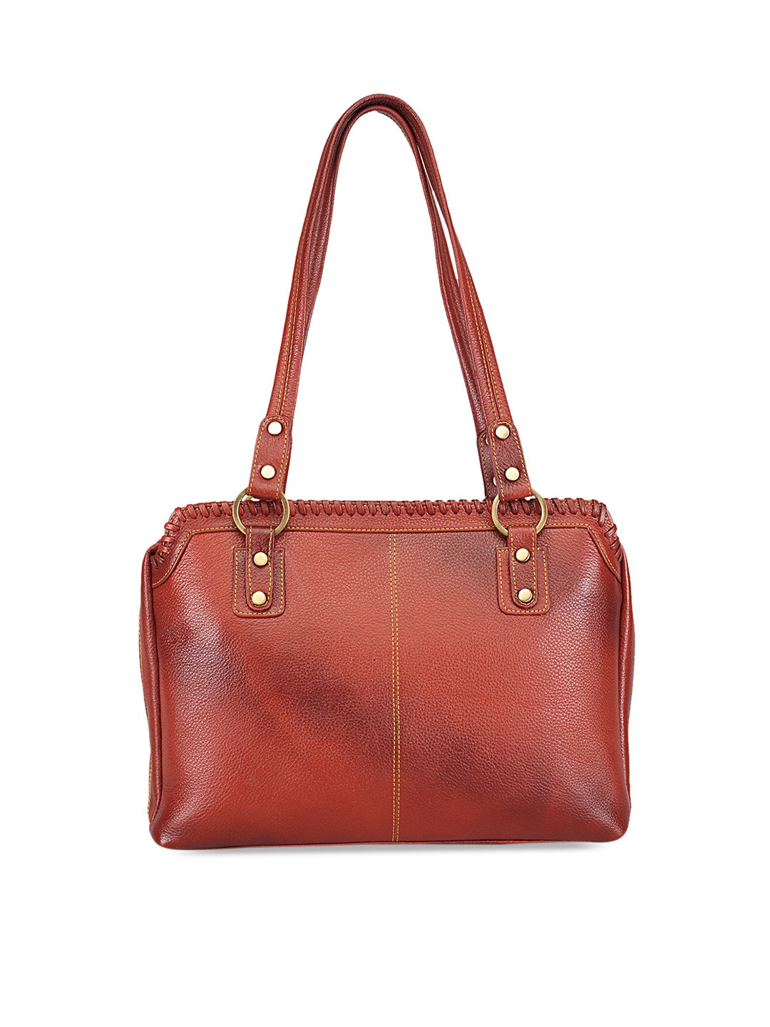 

GENWAYNE Brown Solid Leather Shoulder Bag