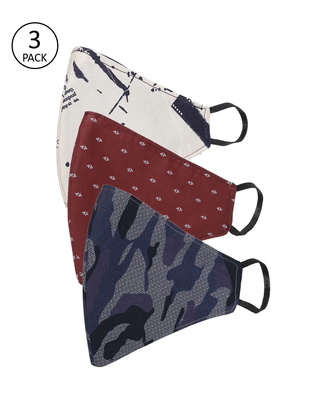 

AKSHARA Kids 3 Pcs Printed 2-Ply Reusable Cloth Masks, Grey
