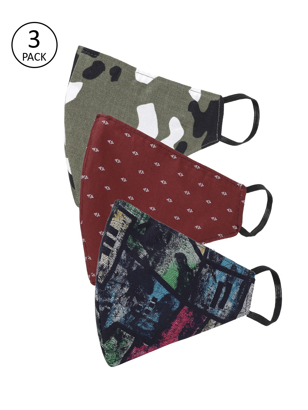 

AKSHARA Multicolor Print 2 Ply Protective Cotton Face Masks, Multi