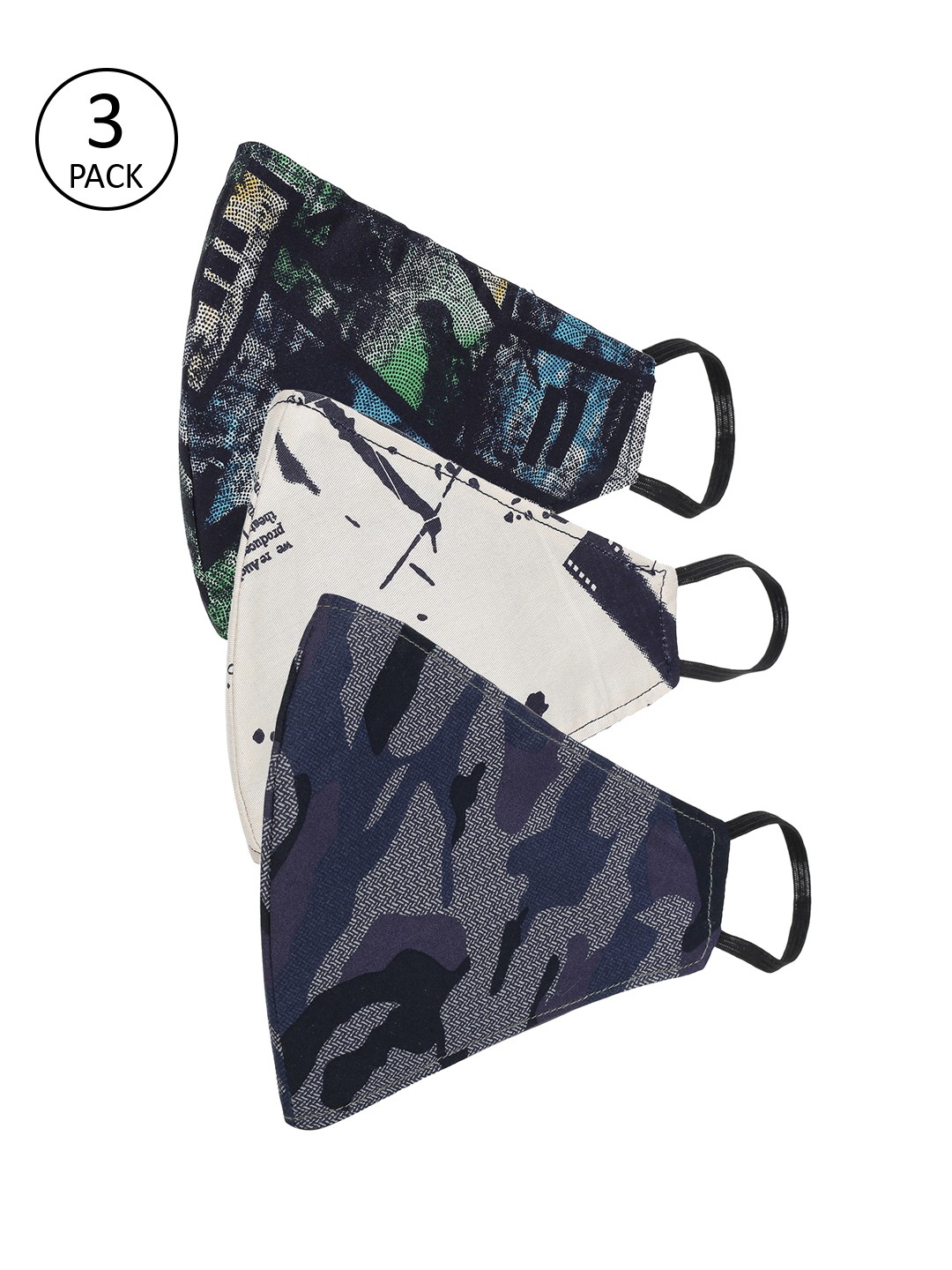 

AKSHARA Kids Pack of 3 Pcs Multicoloured Printed Reusable 2-Ply Protective Outdoor Masks, Multi