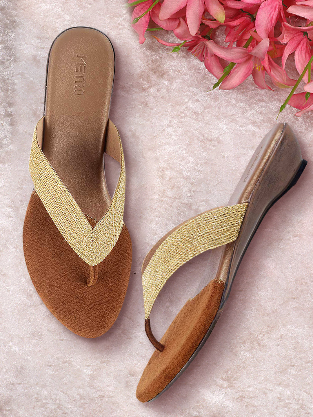 

Metro Women Gold-Toned Embellished Sandals