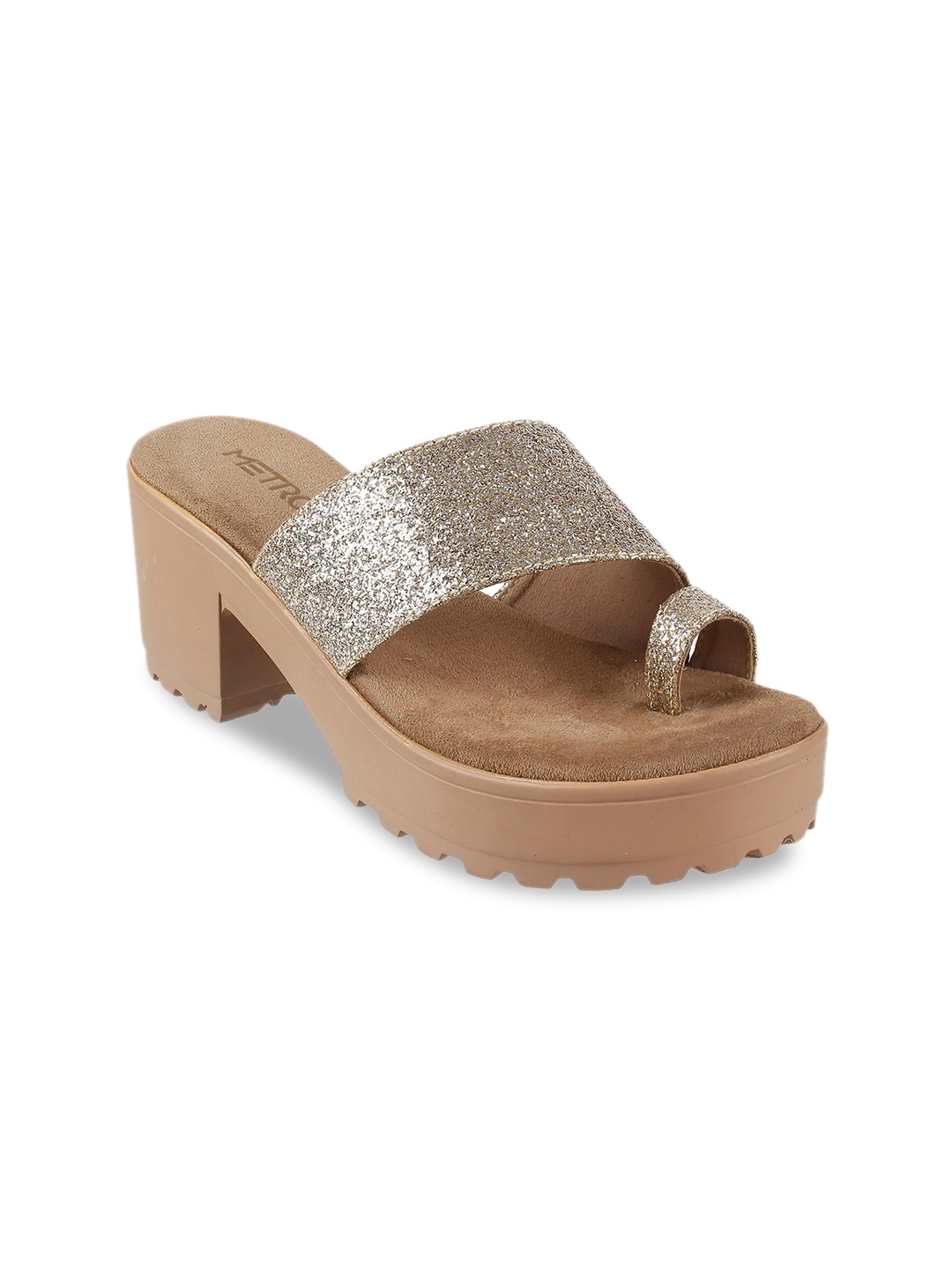 

Metro Women Gold-Toned Embellished Platform Heels