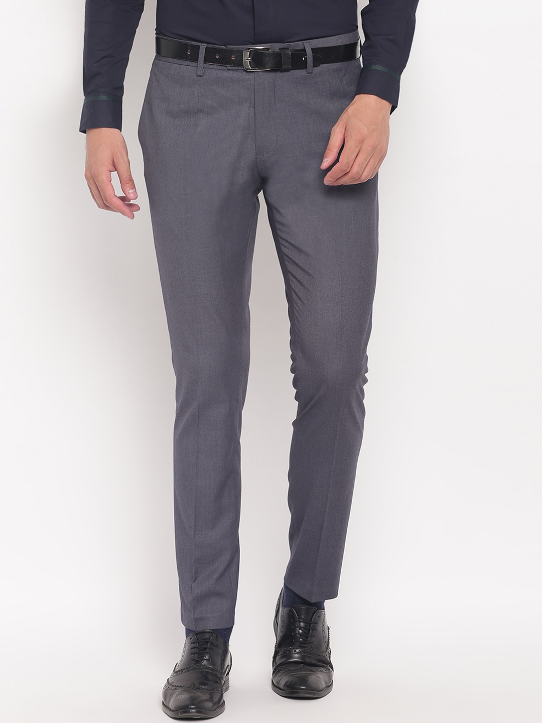 

Antony Morato Men Grey Slim Fit Solid Formal Trousers