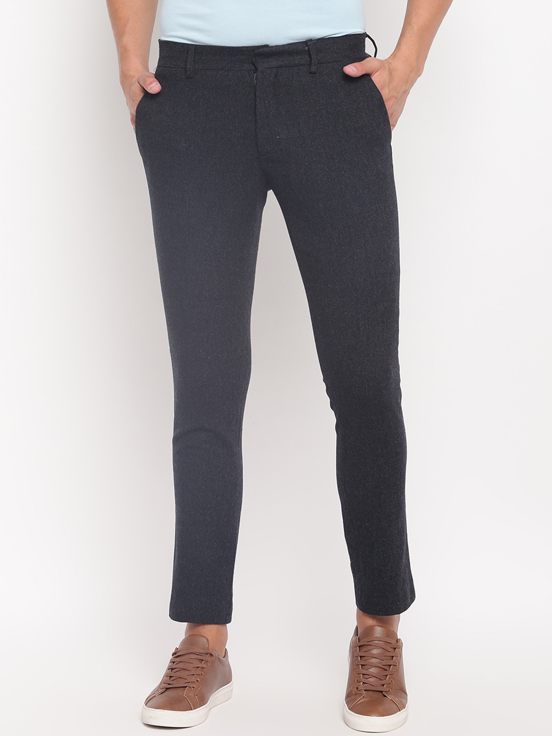 

Antony Morato Men Navy Blue Slim Fit Self Design Chinos