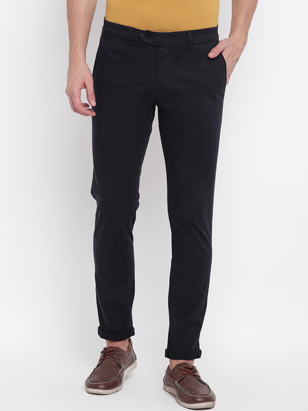 

Antony Morato Men Navy Blue Slim Fit Solid Regular Trousers