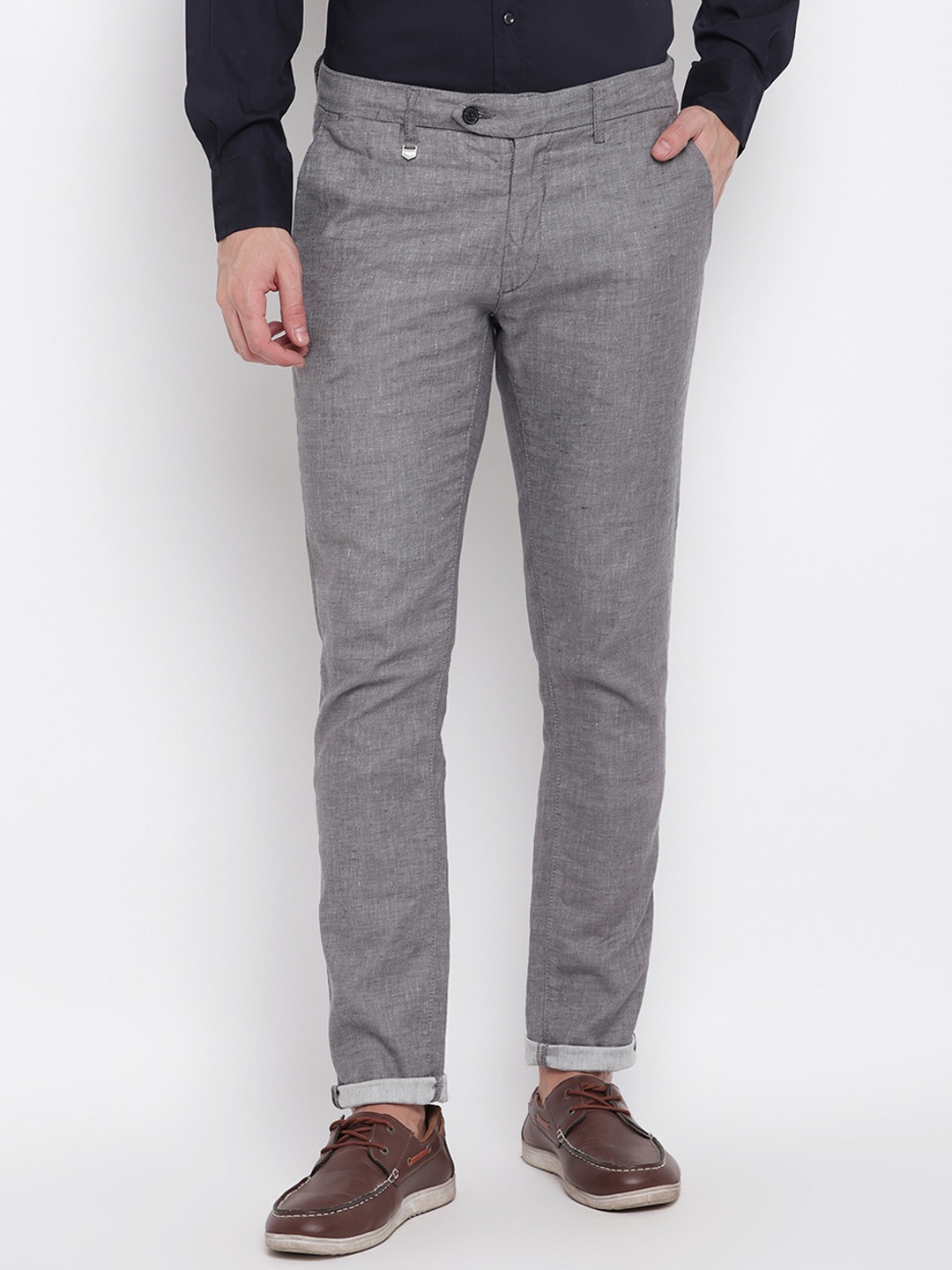 

Antony Morato Men Grey Slim Fit Solid Regular Trousers