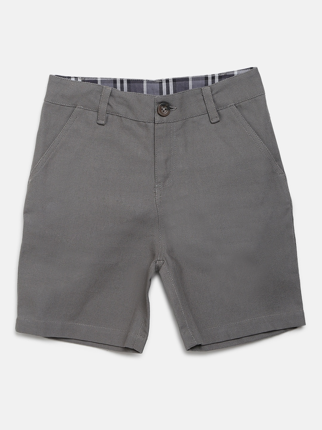 

Cherry Crumble Boys Charcoal Grey Solid Regular Fit Shorts