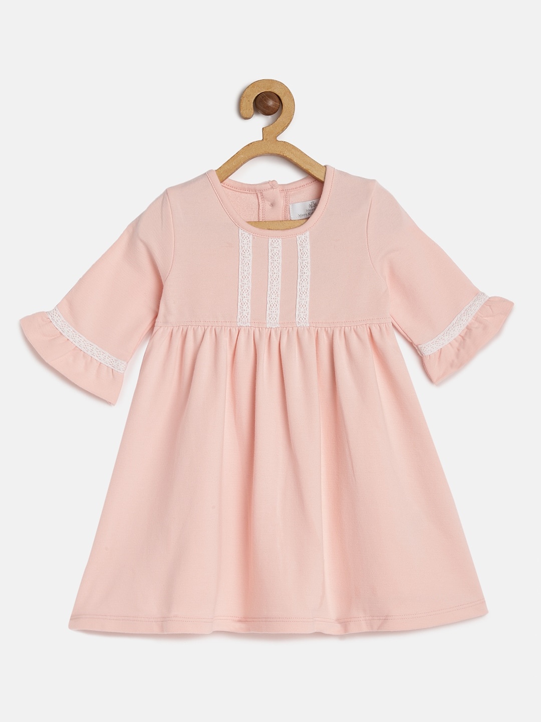 

METRO KIDS COMPANY Girls Pink Organic Cotton Solid Fit and Flare Dress