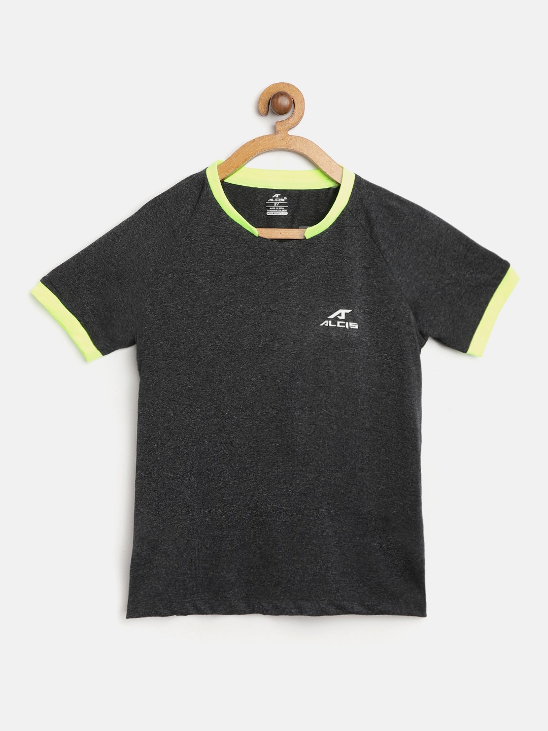 

Alcis Boys Black Solid Slim Fit Round Neck VIROPROTKT Training T-shirt