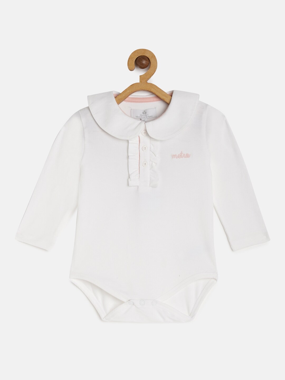 

METRO KIDS COMPANY Girls White Organic Cotton Solid Bodysuit