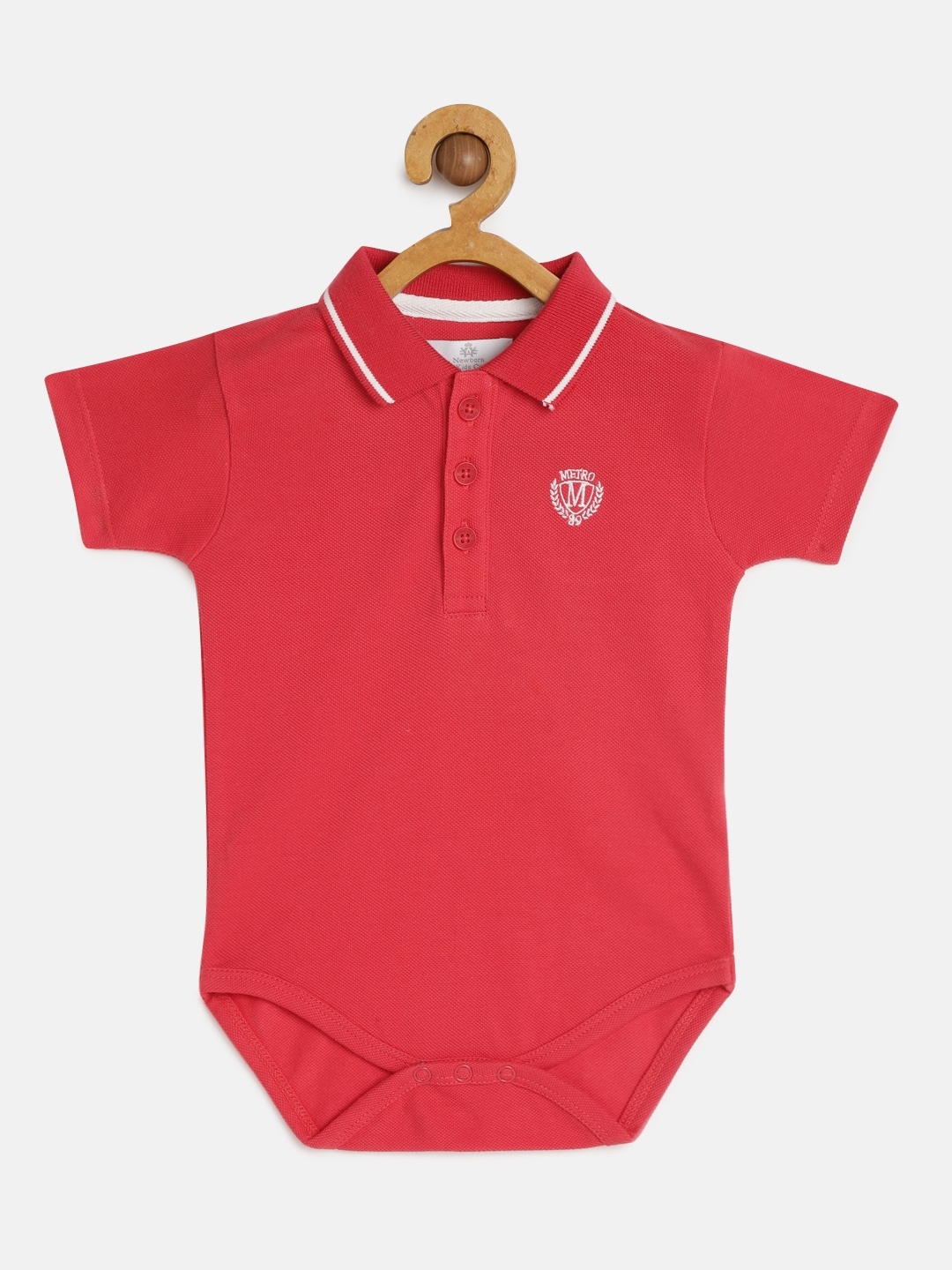

METRO KIDS COMPANY Boys Red Organic Cotton Solid Sustainable Bodysuit