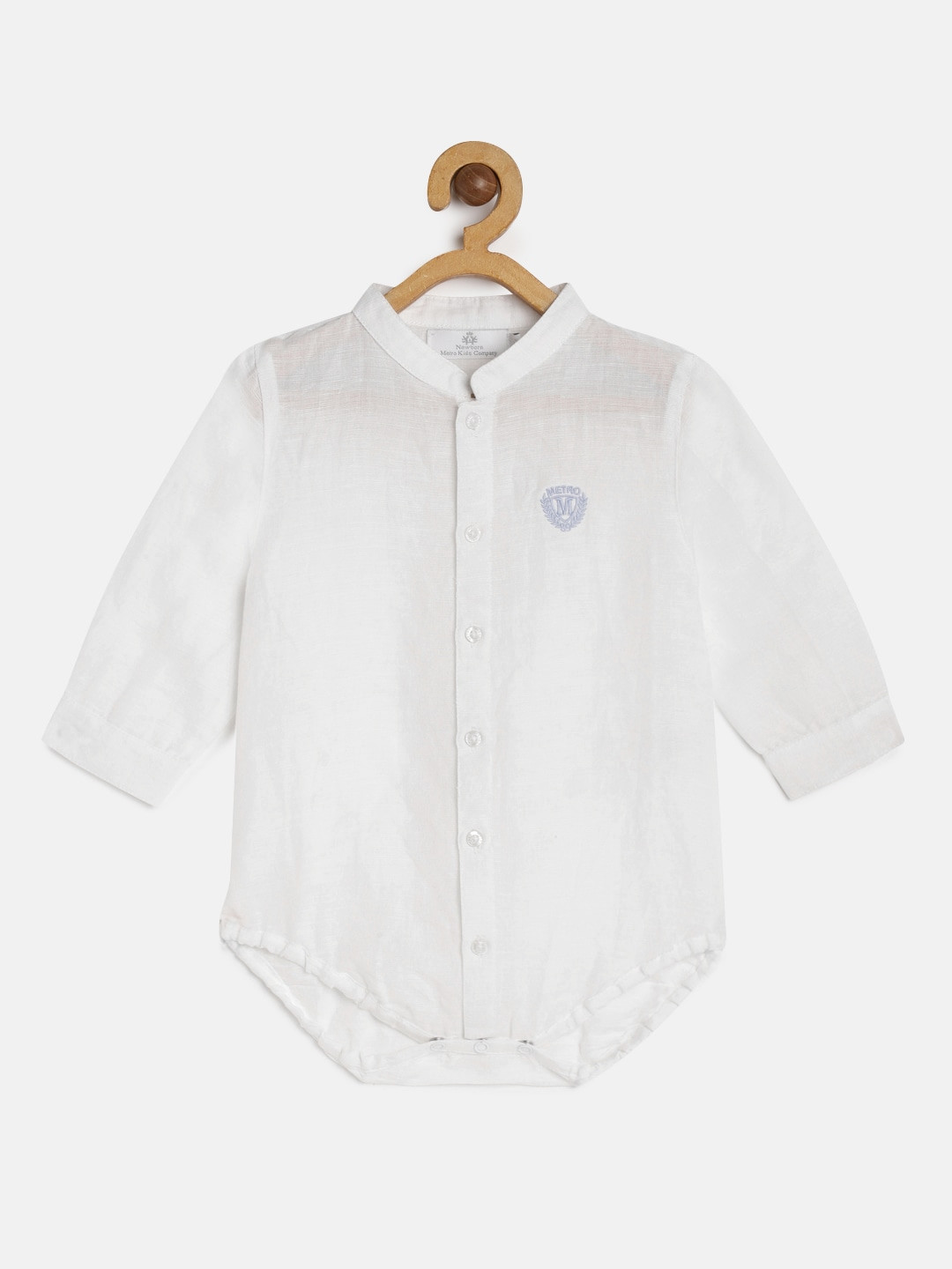

METRO KIDS COMPANY Boys White Solid Bodysuit